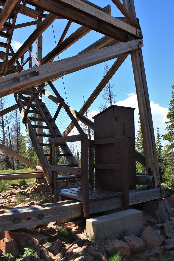 Spruce Mountain Fire Lookout Tower stairway entrance