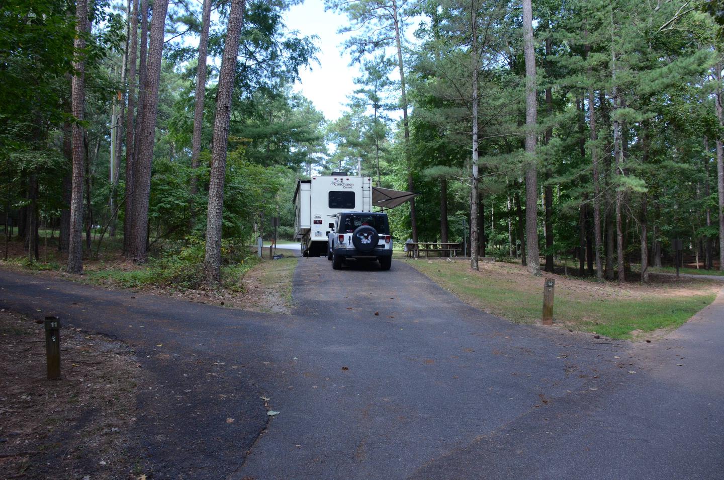 Pull-thru entrance, utilities clearance.McKinney Campground, campsite 12.