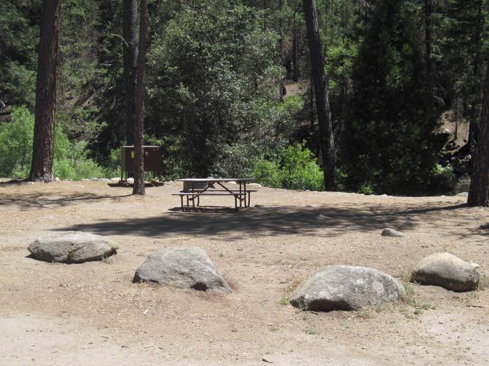 Food locker, picnic table, and fire ringSite 61