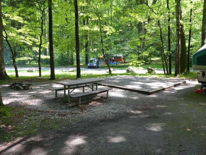 tent pad and picnic table