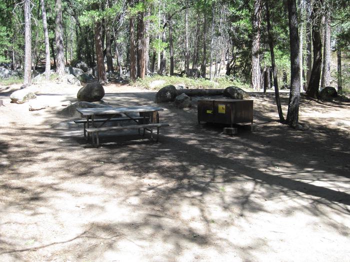 Food locker, picnic table, and fire ringSite 43