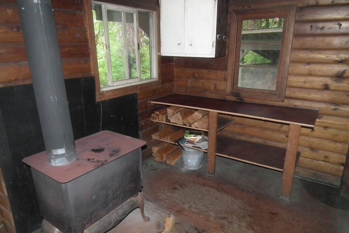 Kitchen and stoveKitchen area and stove.