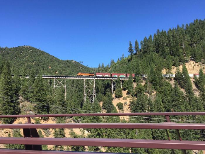 Train passes nearby Spanish Creek Campground
