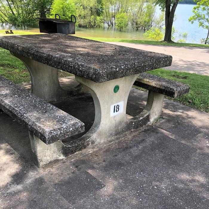 OBEY RIVER PARK SITE # 18 CONCRETE TABLE WITH NUMBEROBEY RIVER PARK SITE # 18 