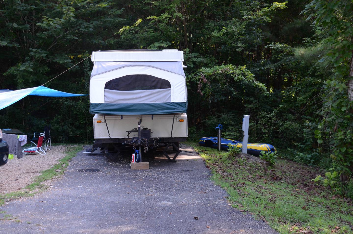 Driveway slope, awning-side clearance.Payne Campground, campsite 20.
