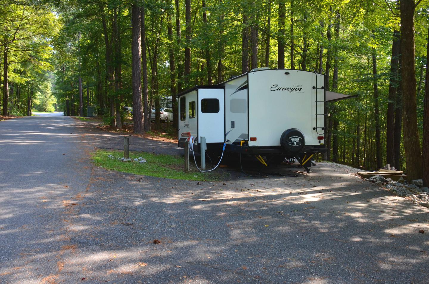 Pull-thru entrance, utilities clearance.Payne Campground, campsite 41.