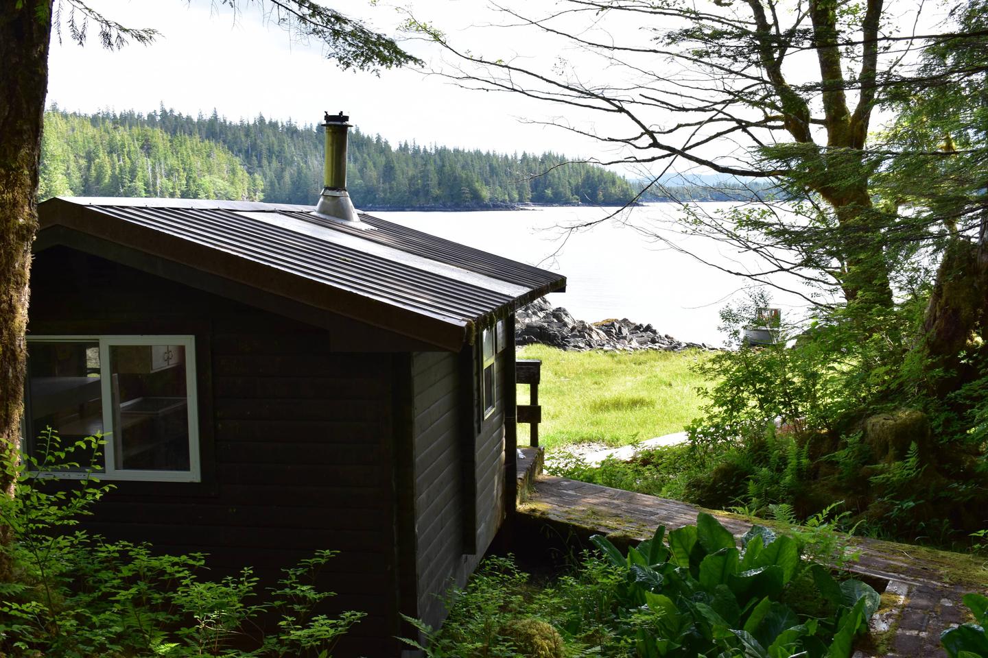 View of Alava Bay with cabin in foregroundAlava Bay with cabin.