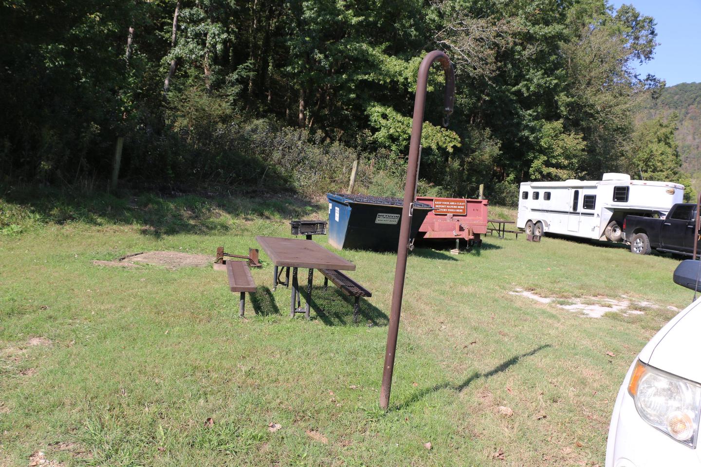 SC Horse Site 40-2Steel Creek Horse Camp Site #40 - dumpster and manure wagon