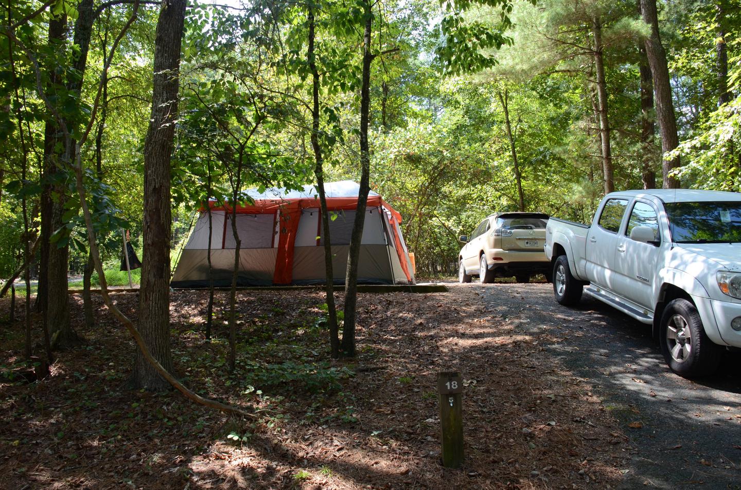 Driveway slope, awning-side clearance-2.McKinney Campground, campsite 18.