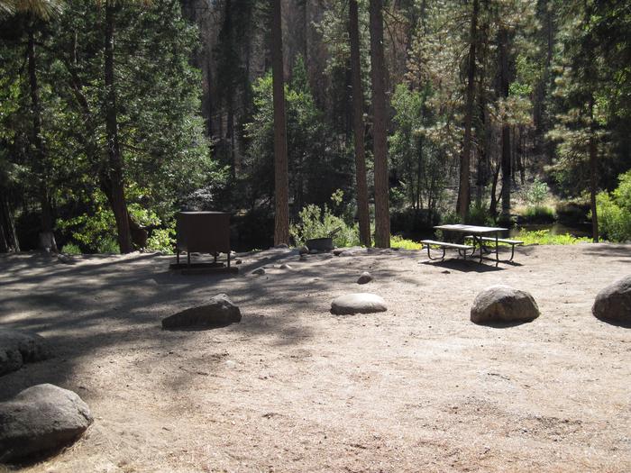 Food locker, picnic table, and fire ringSite 71