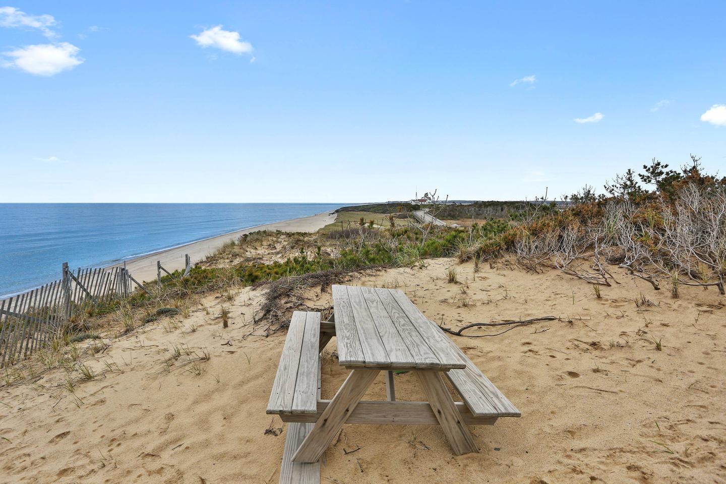 Enjoy lunch on the picnic table on the bluff.The secluded picnic table perched above Coast Guard Beach is yours to enjoy at the Beach View House.