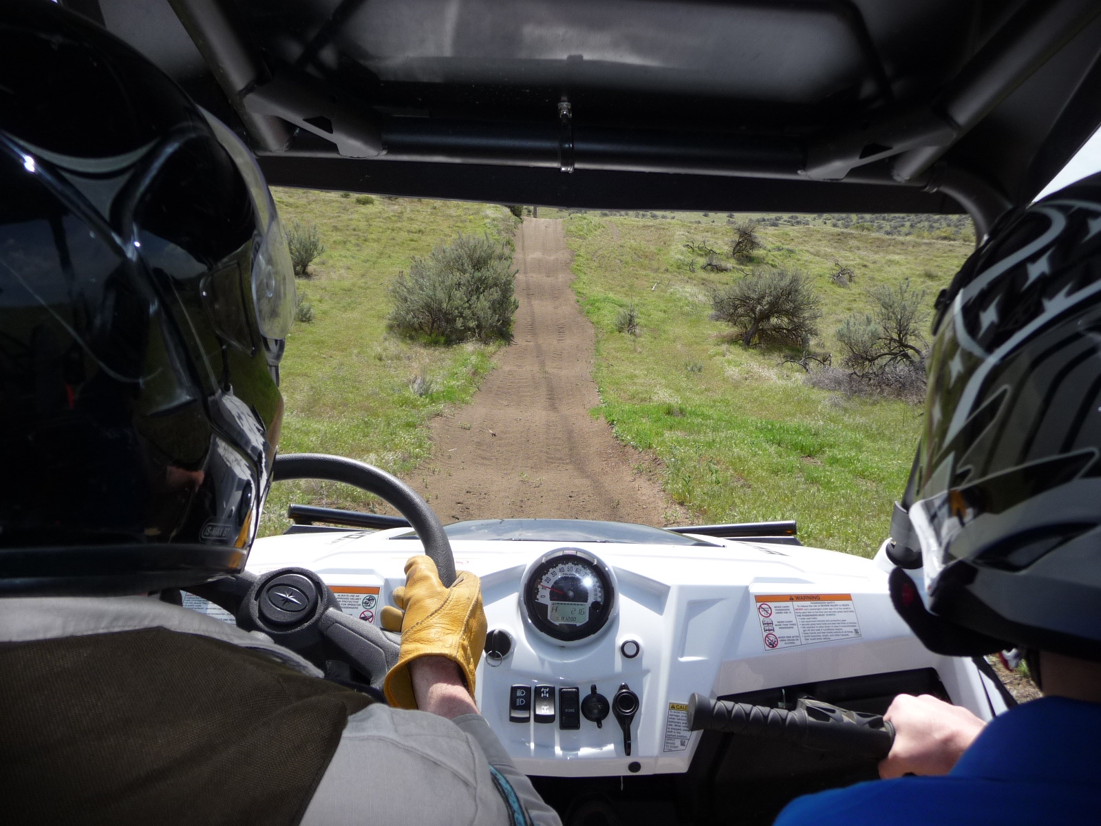 View of trail at Juniper Dunes OHV from inside side-by-side.
