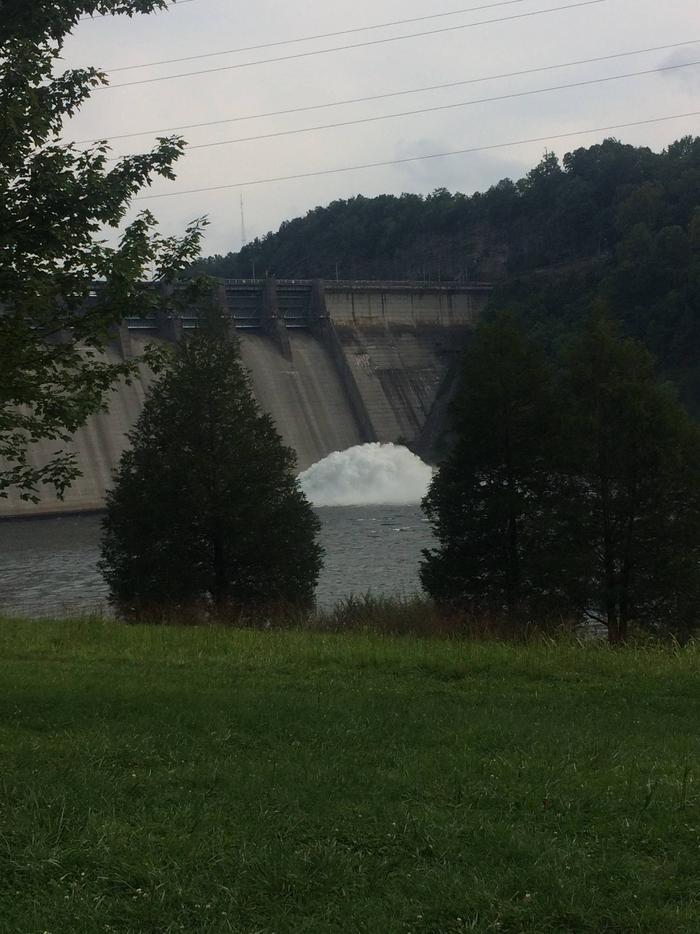 Sluice gates open at Wolf Creek Dam