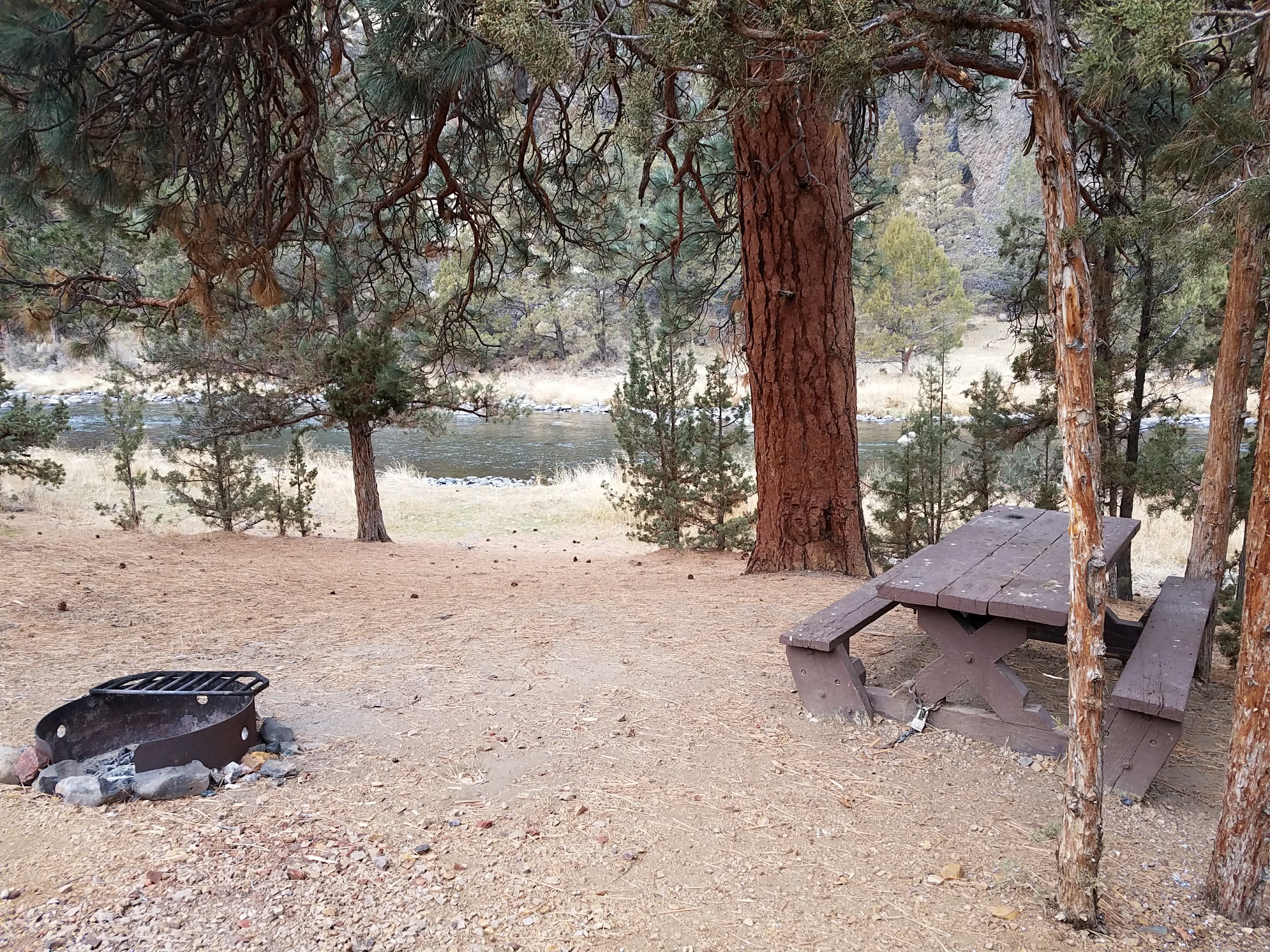 Campsite above the Crooked River at Cobble Rock Campground