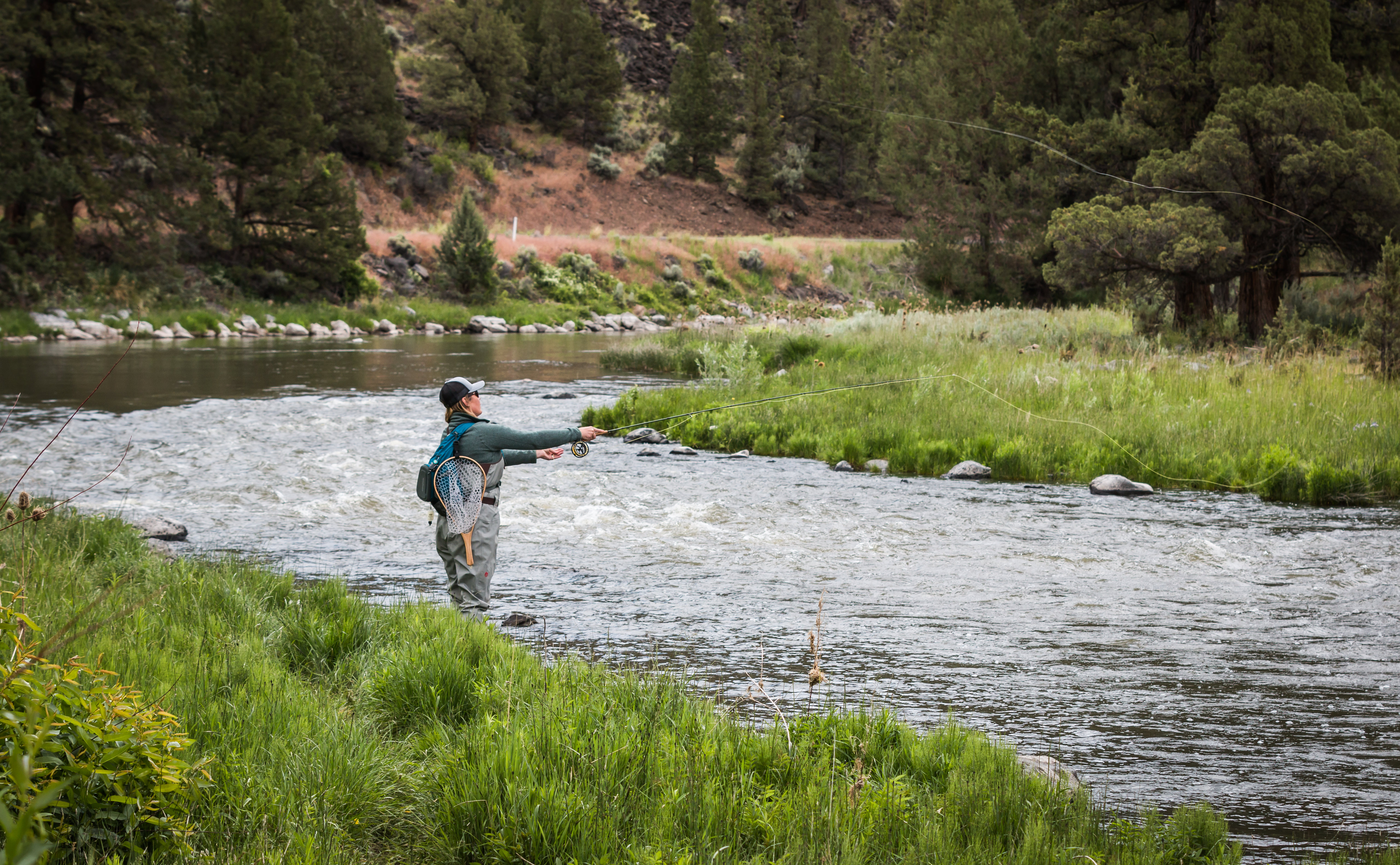 Fly-fishing near the Post Pile Campground, Crooked Wild and Scenic River