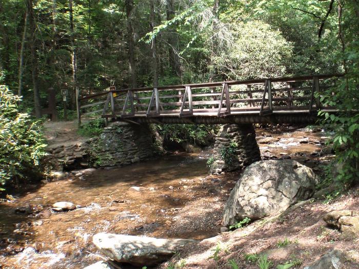 Foot Bridge(across from host site) that accesses the trail to the upper and lower water falls.  Waterfall Foot Bridge that crosses Frogtown Creek.