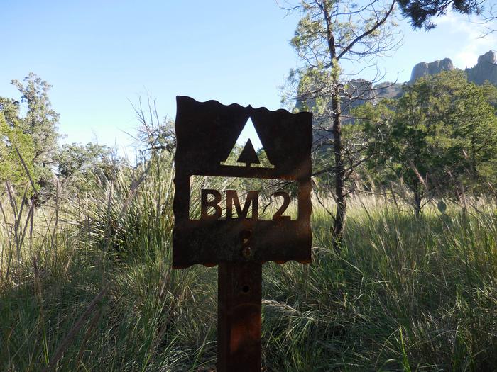 Trail sign to BM-2 campsite