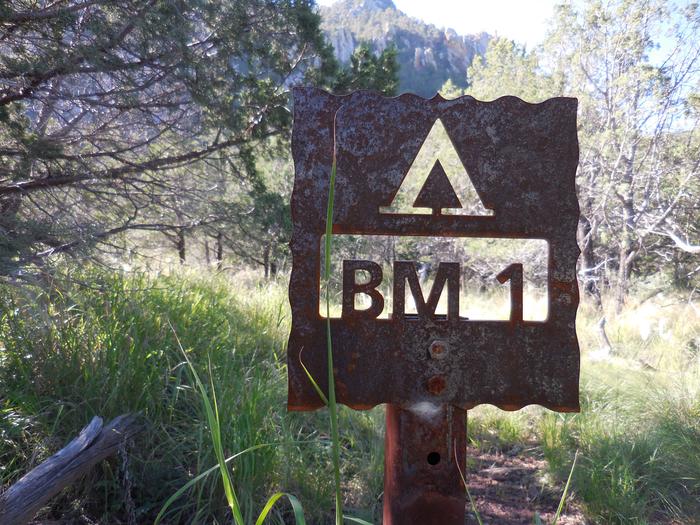 trail sign to BM-1 campsite