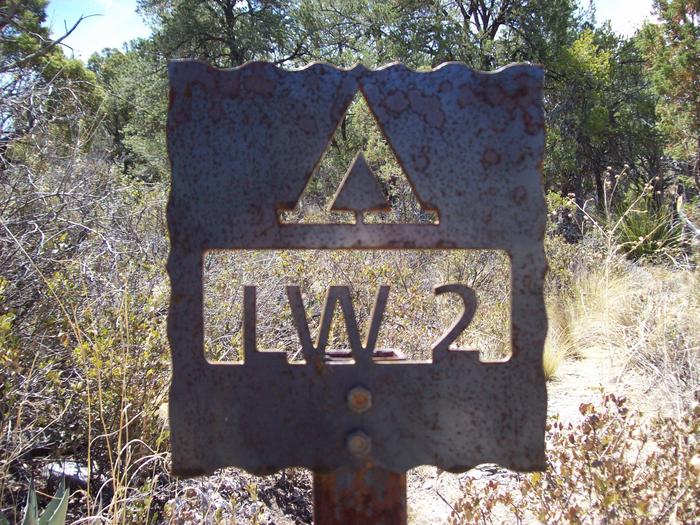 Trail sign to LW-2 Campsite