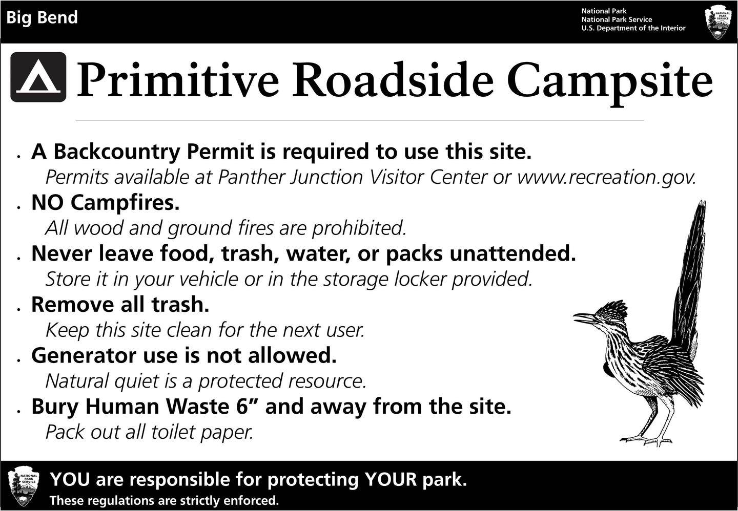 Roadside Campsite RegulationsProtect YOUR Park