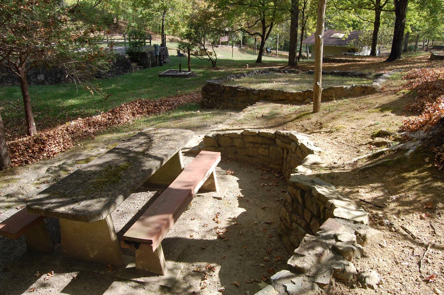PicnicPicnic table and tent pad below parking area and accessible by stone stairs. 