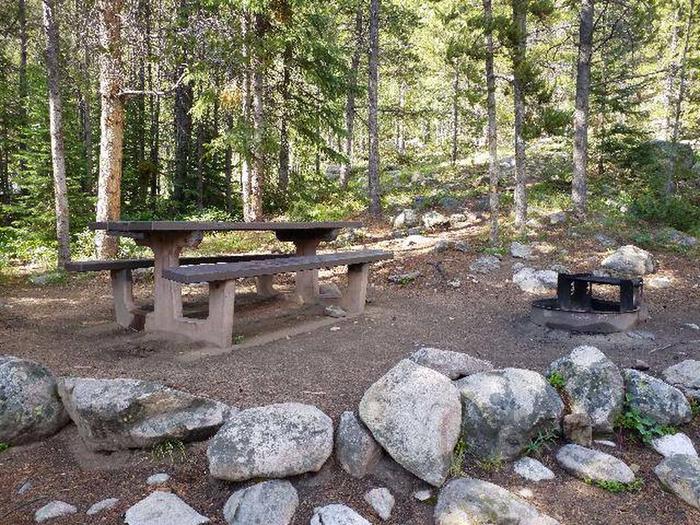 May Queen Campground, site 3 picnic table and fire ring