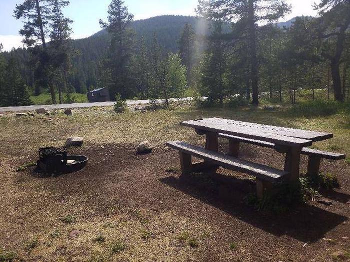 May Queen Campground, site 4 picnic table and fire ring