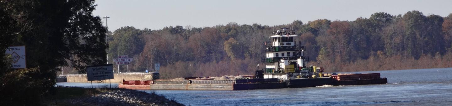 Barge traffic on the Tombigbee River.Barge