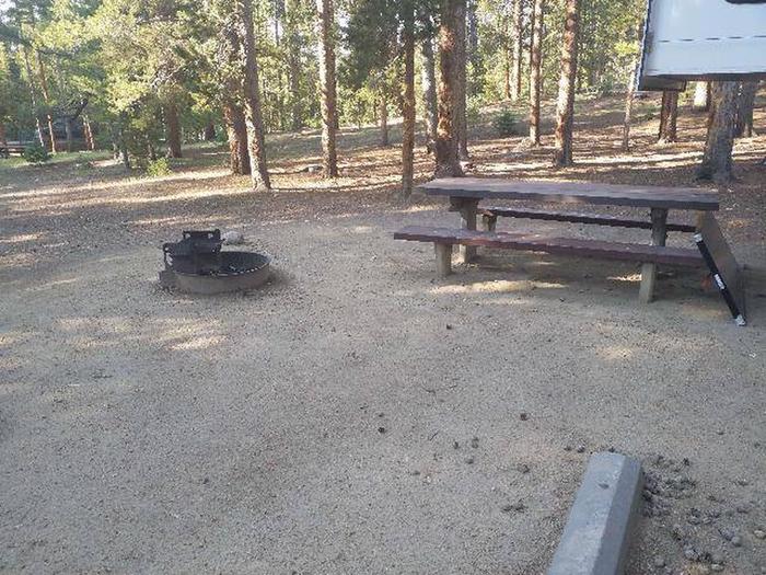 Molly Brown Campground, site 30 picnic table and fire ring