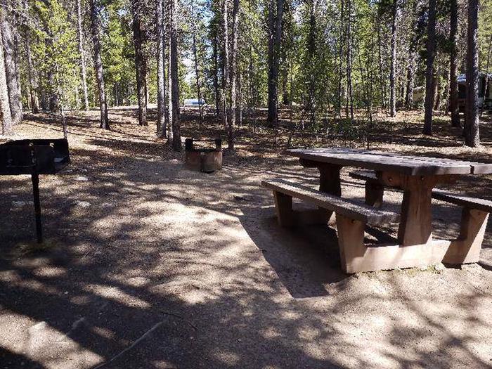 Silver Dollar Campground, site 12 picnic table, grill and fire ring