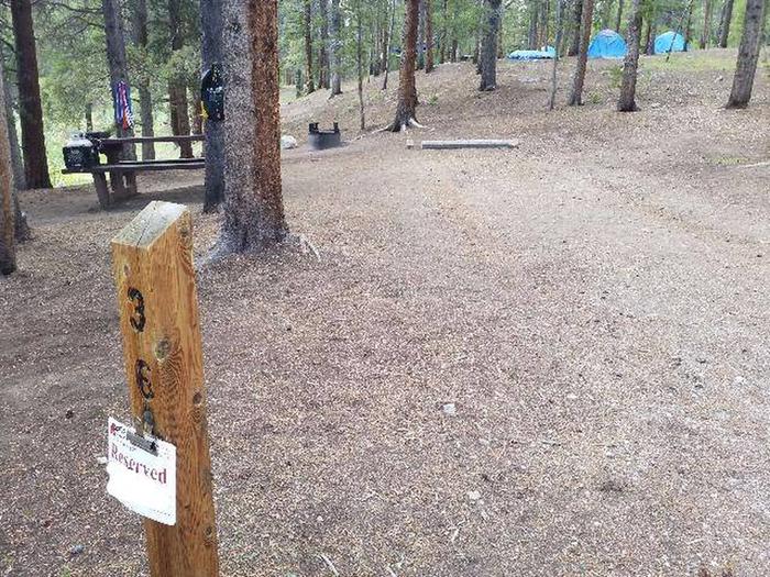Silver Dollar Campground, site 36 marker