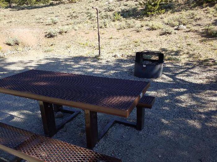 White Star Campground, site 28 picnic table and fire ring