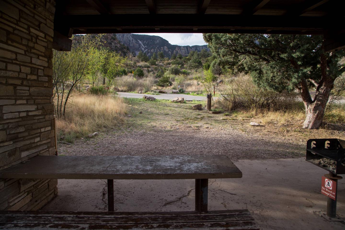 Chisos Basin Campsite #9 interiorPicnic table and grill.