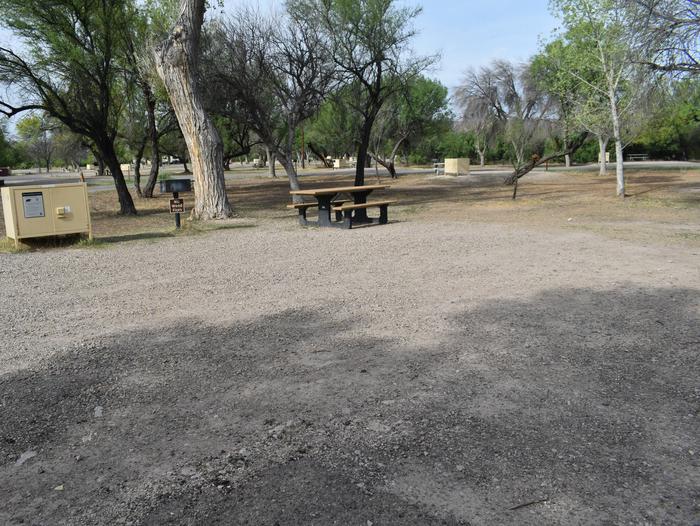 Rio Grande Village Site #94Shaded camping area with bear box, picnic table, and grill