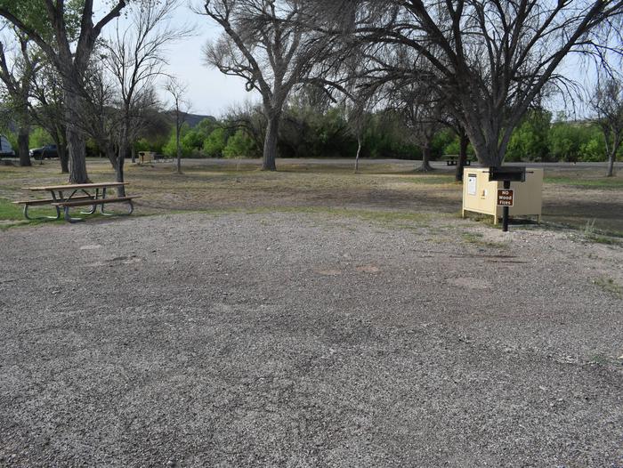 Site sits in the shade of the CottonwoodsCamping area Site 69