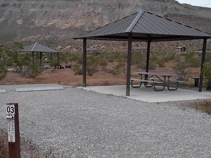Red Rock Canyon Campground Standard Site 3This site provides  a large tent pad a shade structure picnic table and a fire pit with seating and a nice bbq grill
there is plenty of parking for the two vehicles allowed per reservation after you have checked in with the host