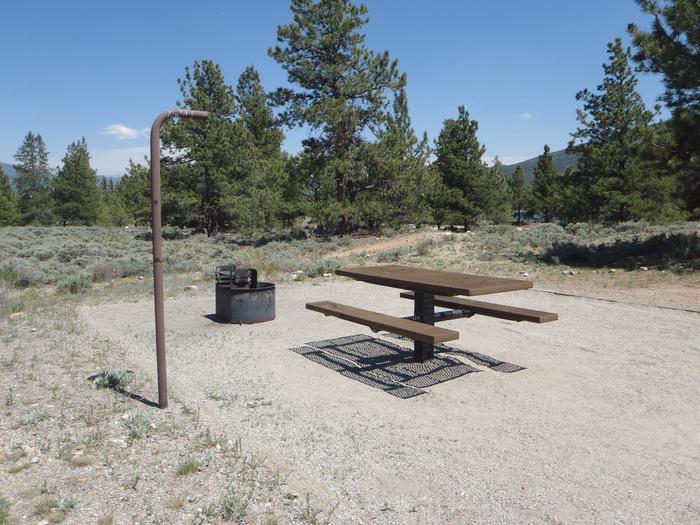 White Star Campground, site 18 picnic table and fire ring
