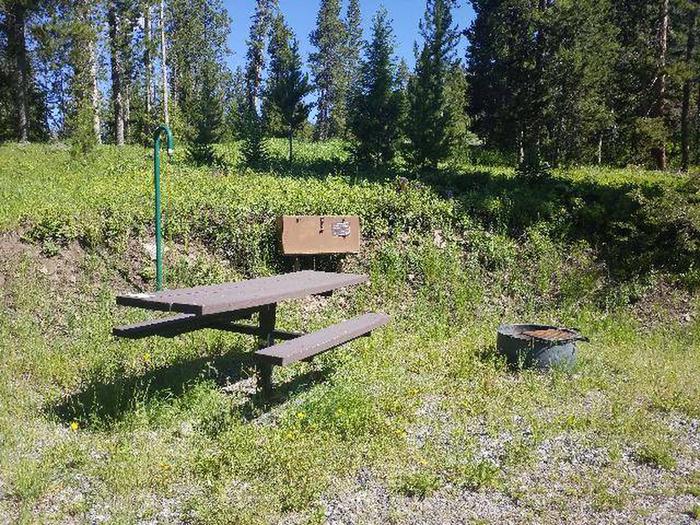 Threemile Campground Campsite 2 - Picnic Area with table, fire pit and bear boxThreemile Campground Campsite 2 - Picnic Area