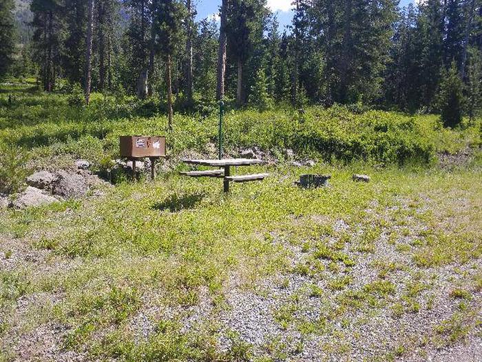Threemile Campground Campsite 4 - Picnic Area with picnic table and bear box Threemile Campground Campsite 4 - Picnic Area