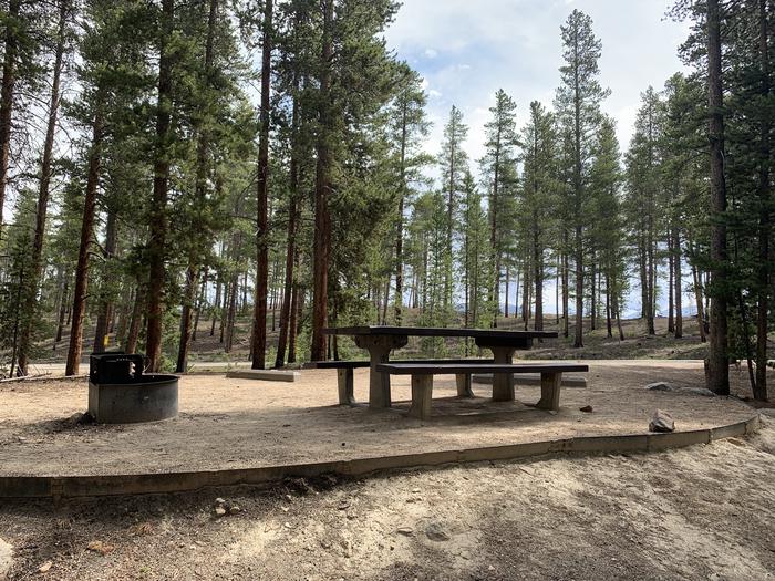 Molly Brown Campground, site 26 picnic table and fire ring