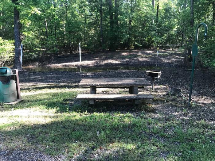 Campsite #11.Campsite #11. Tent site with the following amenities: fire-pit, grill, picnic table, lantern pole, trash can.