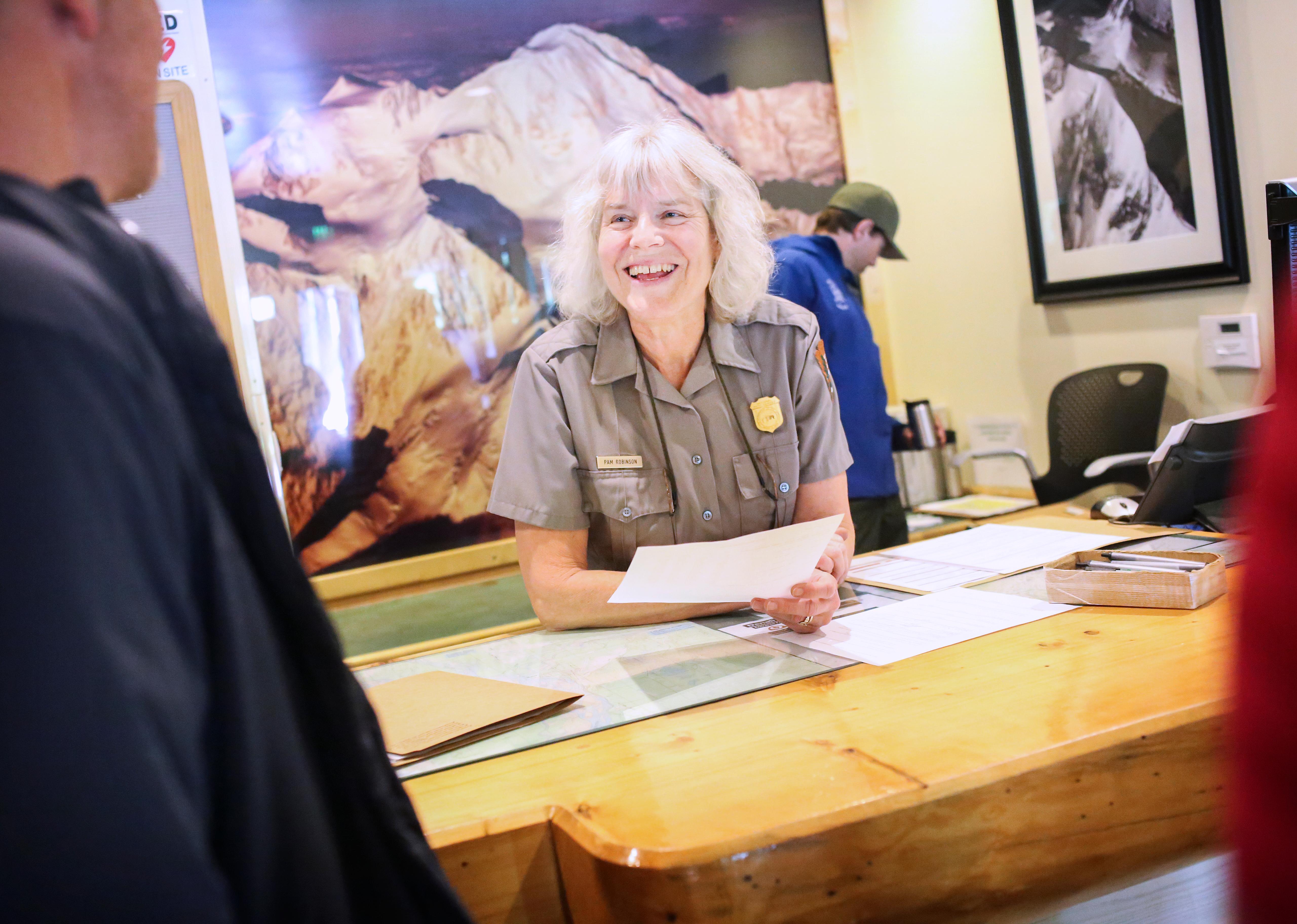 Visitor Desk at the Walter Harper Talkeetna Ranger Station