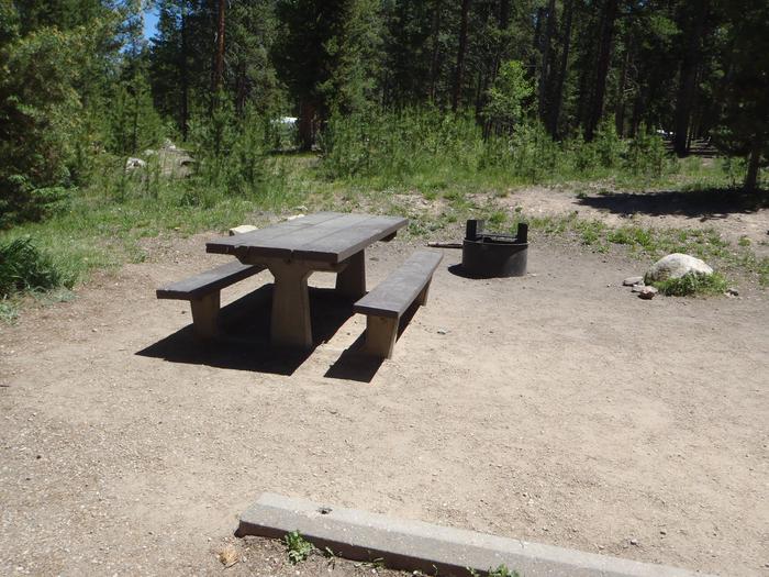 Molly Brown Campground, site 11 picnic table and fire ring