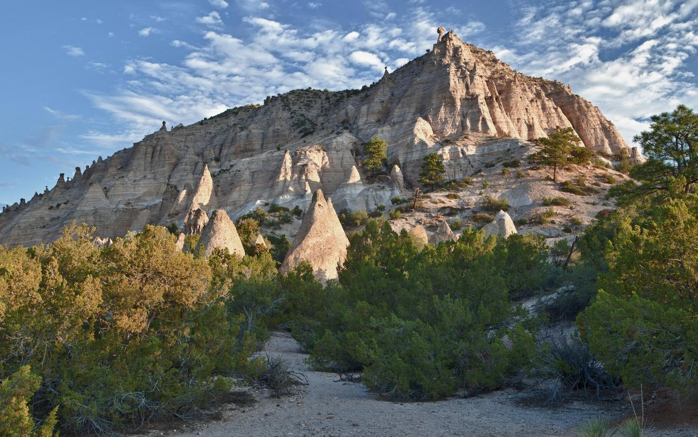 Tent rocks as the shadows fall on the landscape