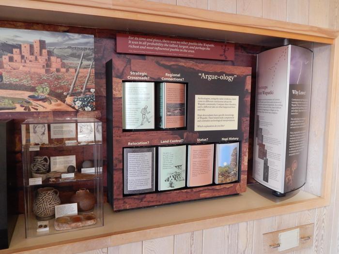 Interior Archeology ExhibitThe interior of the Visitor Center includes several interactive exhibits about the acestral Puebloan people and how they lived 900 years ago. Artifacts from that time period are also on display.