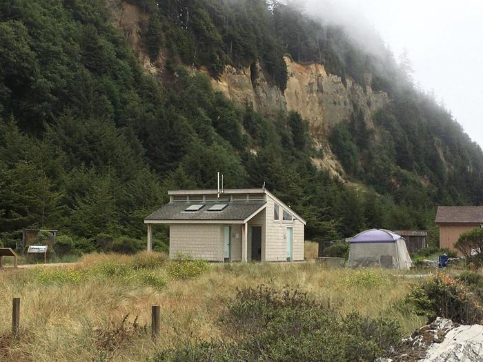 Gold Bluffs Beach restrooms.Basic facilities are located at this cliff-side campground.