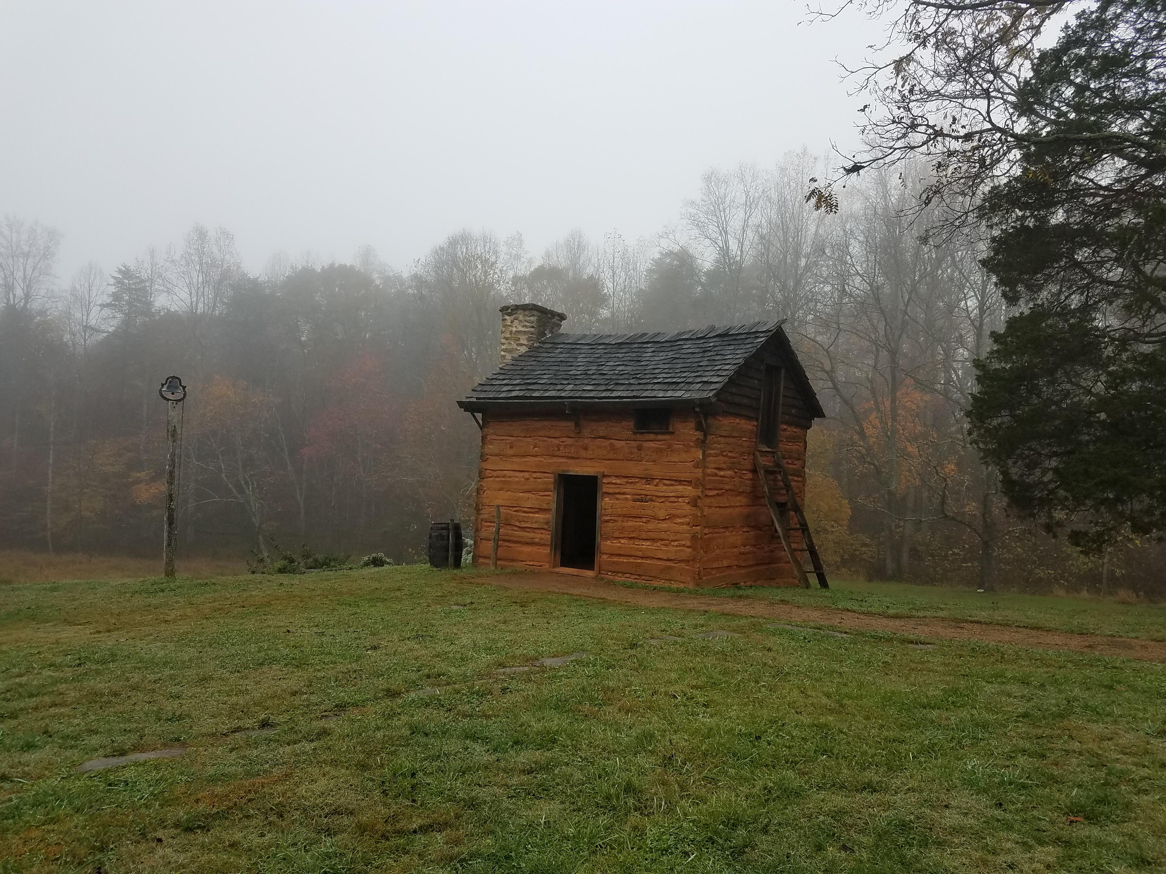 Reconstructed kitchen cabin where Booker T. Washington was born