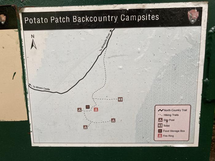 A zoomed in map of the site layout at Potato patch.