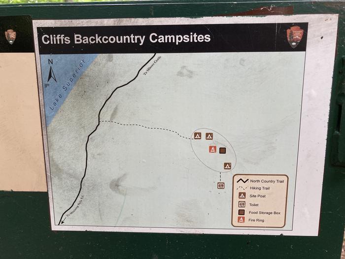 Cliffs backcountry campsite map.