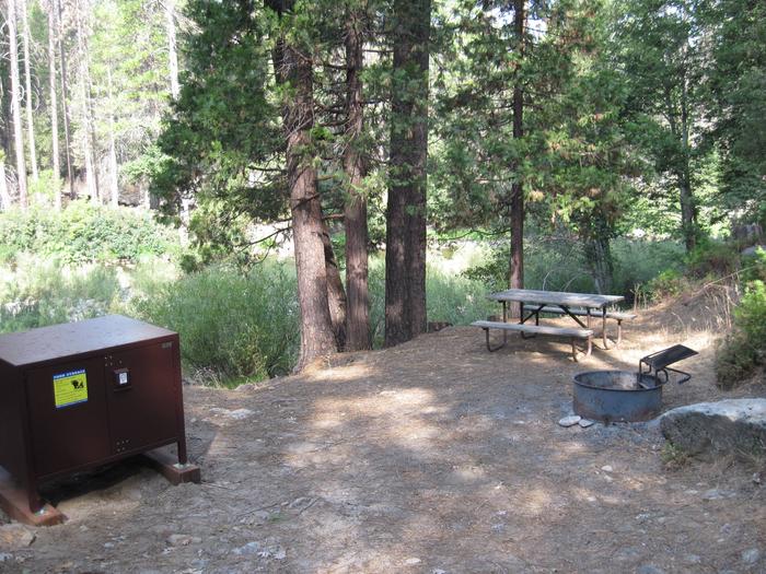 Food locker, picnic table, and fire ringSite 37